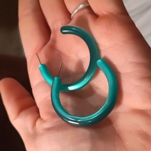 Iridescent Teal Hoops earrings